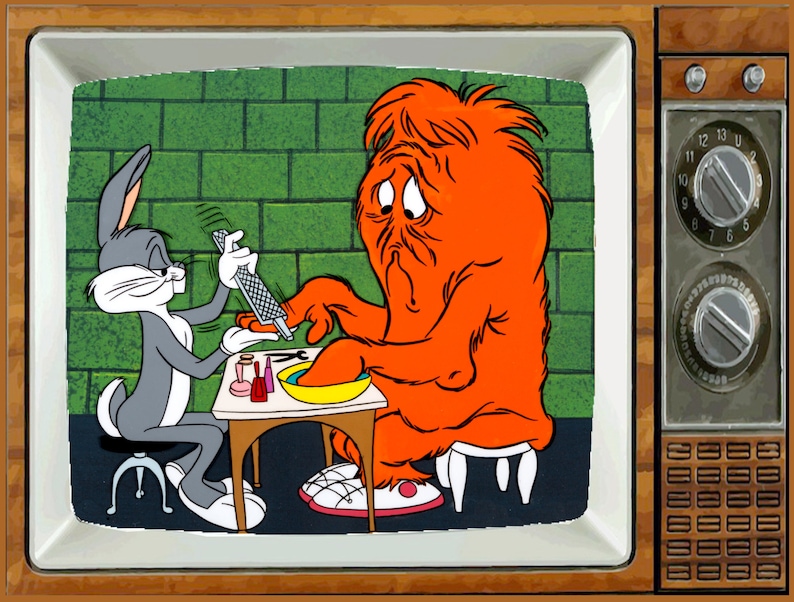 Bugs bunny monster hare raising tv fridge magnet 2 x etsy