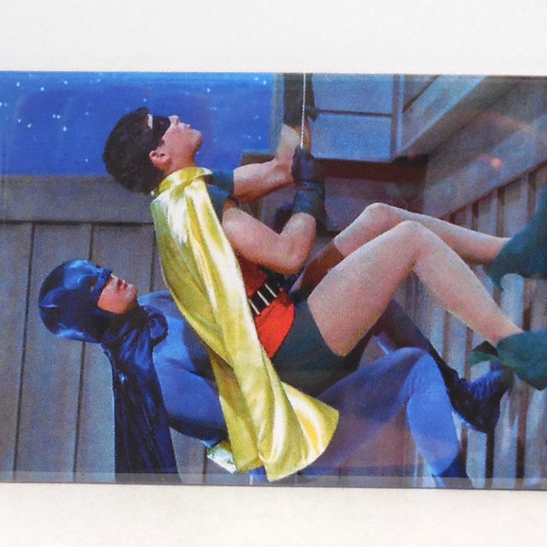 Batman & Robin Climbing wall 2" x 3" Fridge MAGNET art Vintage Adam West Ward