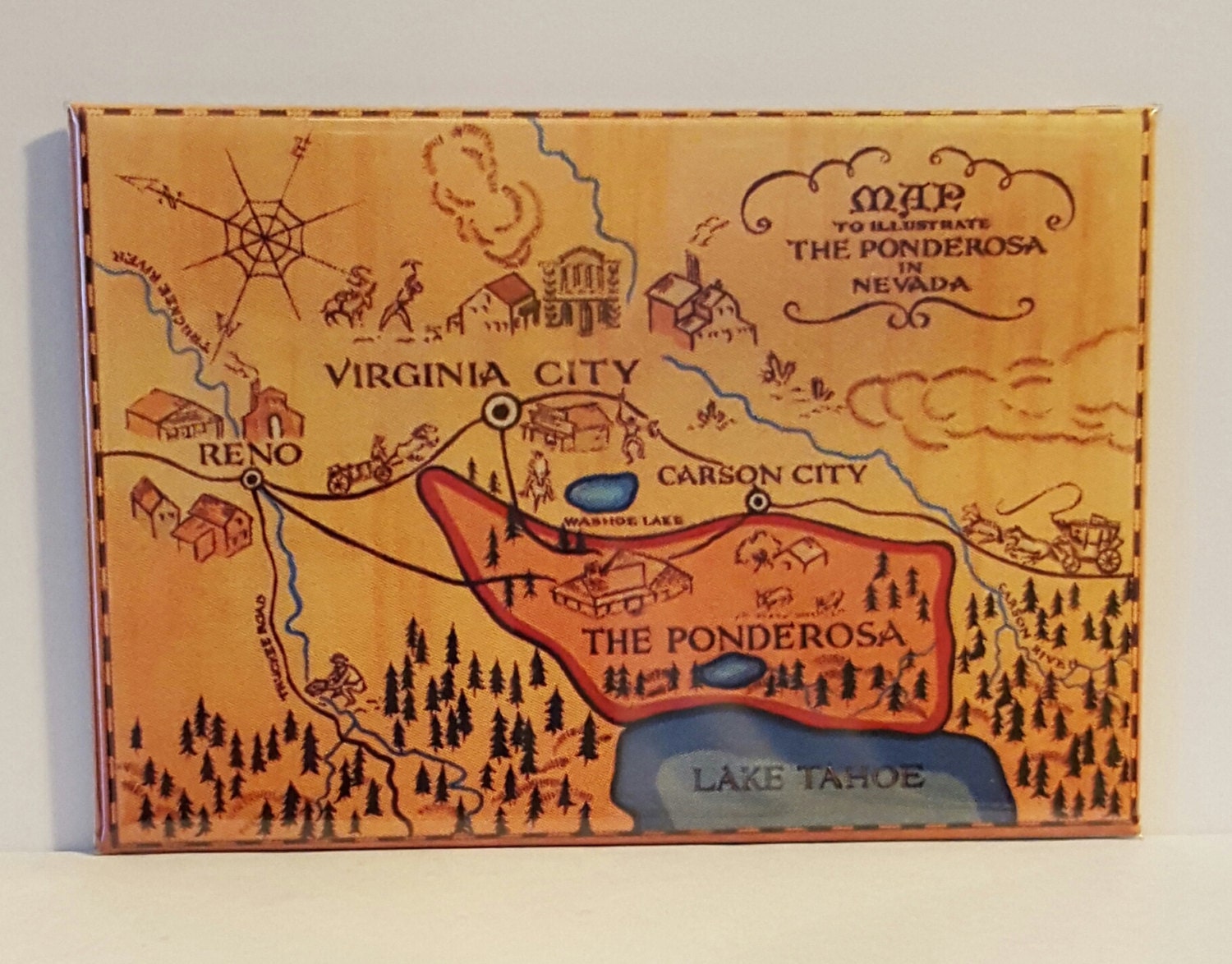 BONANZA PONDEROSA MAP 2 x 3 Fridge Art Etsy