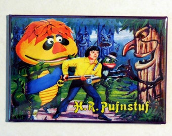 H.R. PUFNSTUF Metal Lunchbox 2" x 3" Fridge Magnet Art Vintage Tv Show Side A