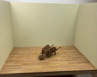 1/24 Scale Miniature Wheelbarrow: Dollhouse Garden Decor