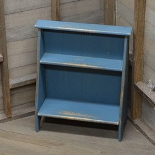 Miniature Bucket Bench, Dollhouse Book Shelf, Dollhouse Shelf, Dollhouse Floor Shelving, Miniature Crock Display Shelf