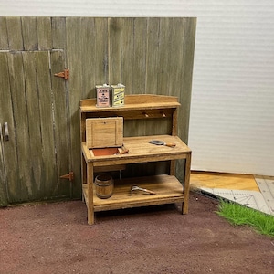 Miniature Potting Bench, Dollhouse Potting Bench, Miniature Dollhouse Garden, Dollhouse Garden Tools, Miniature Potting Shed