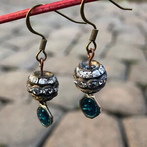 Stunning Vintage Crystal and Religious Medal Earrings