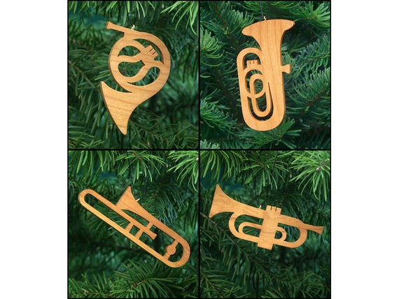 Brass Band Musical Instruments Christmas Ornament Set French Brass Band Musical Instruments Christmas Ornament Set French