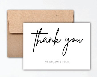 Wedding Thank You Card - Simple Wedding Thank You Card - Thank You From the New Mr. and Mrs. - Wedding Thank You Notes