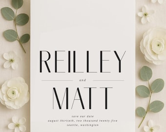 Minimal Save the Date Card – Custom Wedding Announcement – Modern Printed 5x7 Invitation – Elegant Engagement Stationery