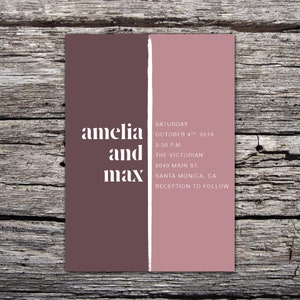 Wedding Invitation - Colorblock Wedding Invite - Brushstroke Wedding ...