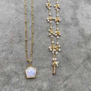 Moonstone pendant and rosary necklace