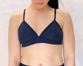 Sutiã sem aro 100% algodão orgânico. Top confortável e respirável. Lingerie sustentável, natural e feita à mão.