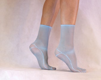 Light Blue Mesh Sheer Handmade Socks