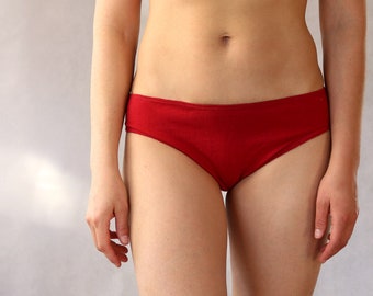 Red Organic Cotton Panties.  Sustainable Womens Underwear