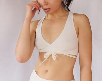 Pure Organic Cotton Wrap Around bralette. Sensitive Skin Nursing Bra