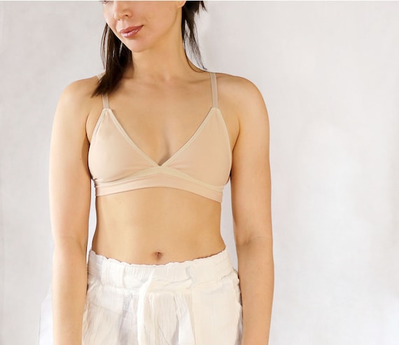 Beige Triangle Bralette. Simple Minimalist Simple Bra Skin Tone