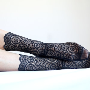 Black Scalloped Lace Socks and Mesh Socks. Handmade Womens Socks image 3