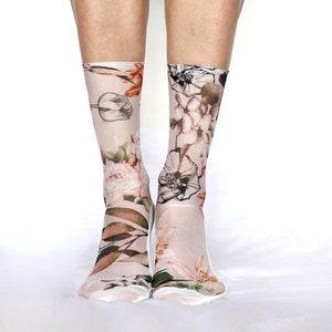 Floral Mesh Socks. Sheer Nylon Socks. Handmade Women's Socks. Ankle Socks image 4