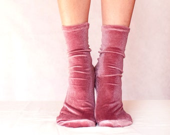 Mauve Velvet Socks. Handmade Women's Socks.