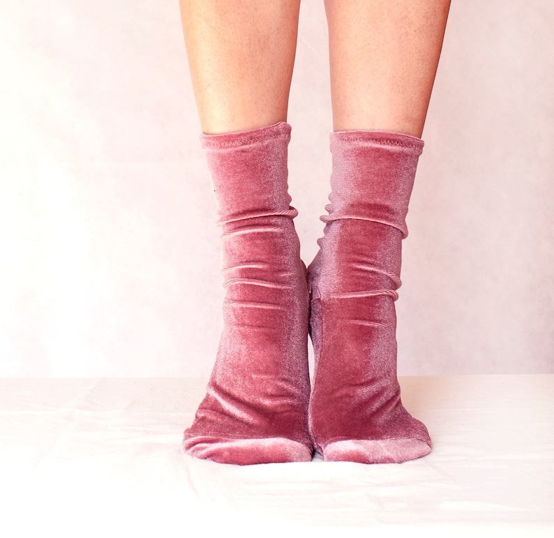 Mauve Velvet Socks. Handmade Women's Socks.