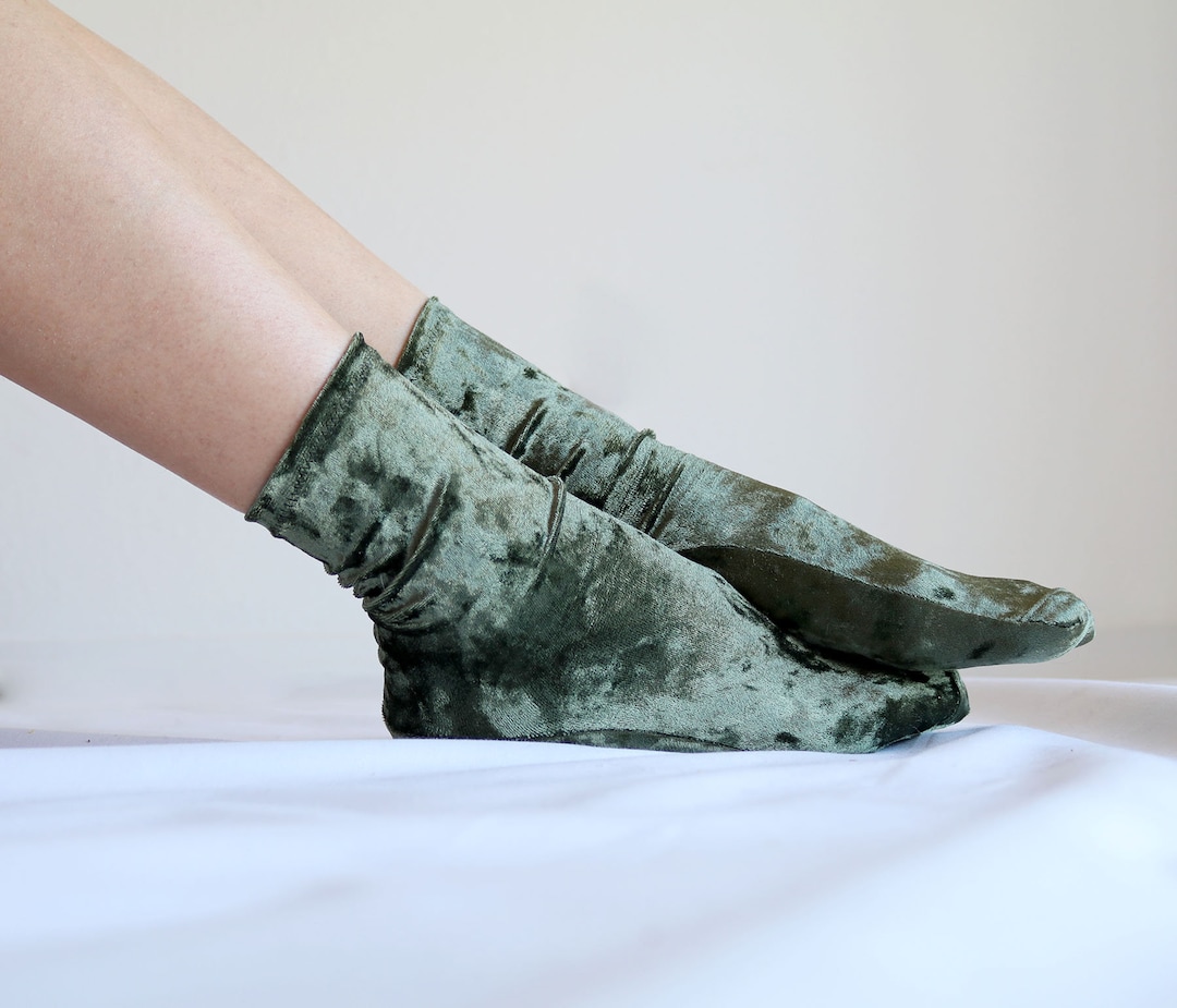 Olive Green Velvet Socks. Handmade Women's Socks. Ready to Ship - Etsy