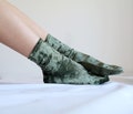 Handmade Olive Green Velvet Socks. Soft Silky Socks