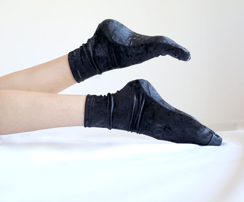 Black Velvet Socks. Handmade Women's Socks. Homemade Socks