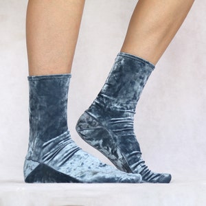 Charcoal Gray Velvet Socks. Handmade Women's Socks. Homemade Socks image 7