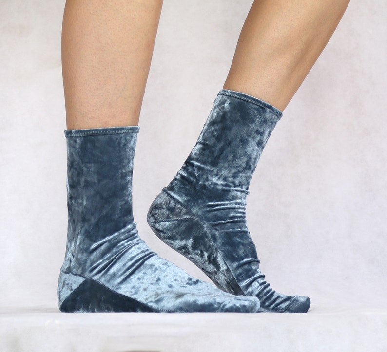 Charcoal Gray Velvet Socks. Handmade Women's Socks. Homemade Socks image 7