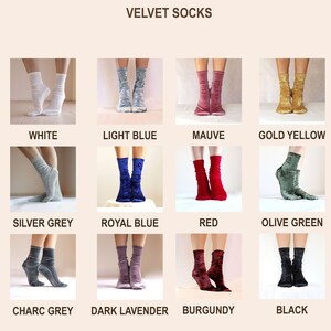 Light Blue Velvet Socks. Handmade Women's Socks image 10