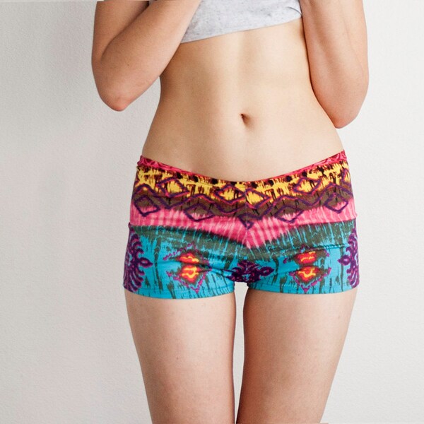 TROPICAL ISLAND. Colorful boy shorts. Womens Shorts. Girls shorts.