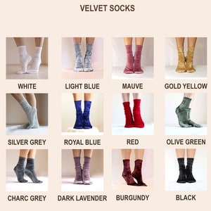 Velvet Socks Golden Yellow Soft Cozy Handmade Women's Boot Socks Gift for Girl image 10