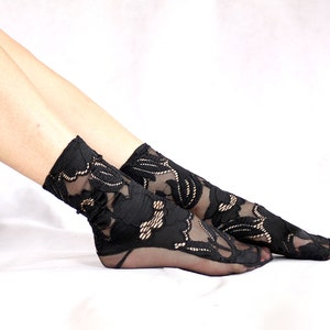 Lace Socks. Beige Lace Women's Socks. Mesh Womens Socks. Gift Idea for her Black