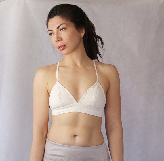 Skin Care Pastel Blue wireless triangle bra in organic cotton