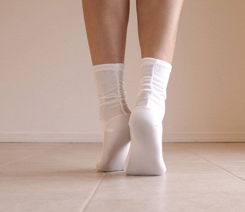 White Ivory Velvet Socks. Handmade Women's Socks image 3