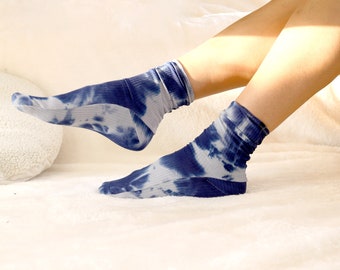 Chaussettes côtelées tie-dye. Chaussettes douillettes douces pour femmes