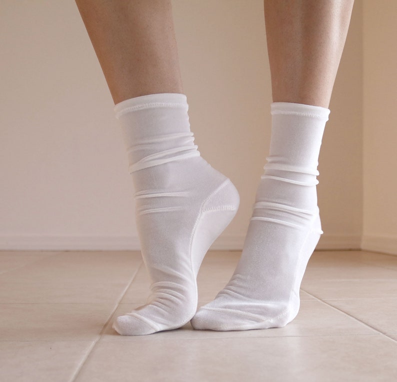 White Ivory Velvet Socks. Handmade Women's Socks Off White