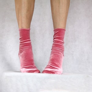 Pink velvet socks