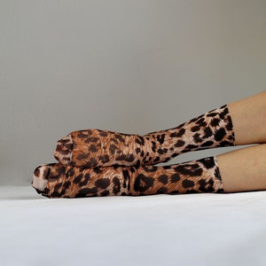 Leopard Print Mesh Socks. Sheer Nylon Socks. Handmade Ankle Socks. image 2