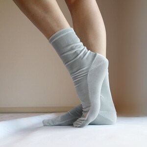 Light Blue Velvet Socks. Handmade Women's Socks Silver Grey