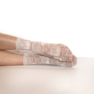 Lace Socks. Beige Lace Women's Socks. Mesh Womens Socks. Gift Idea for her image 5