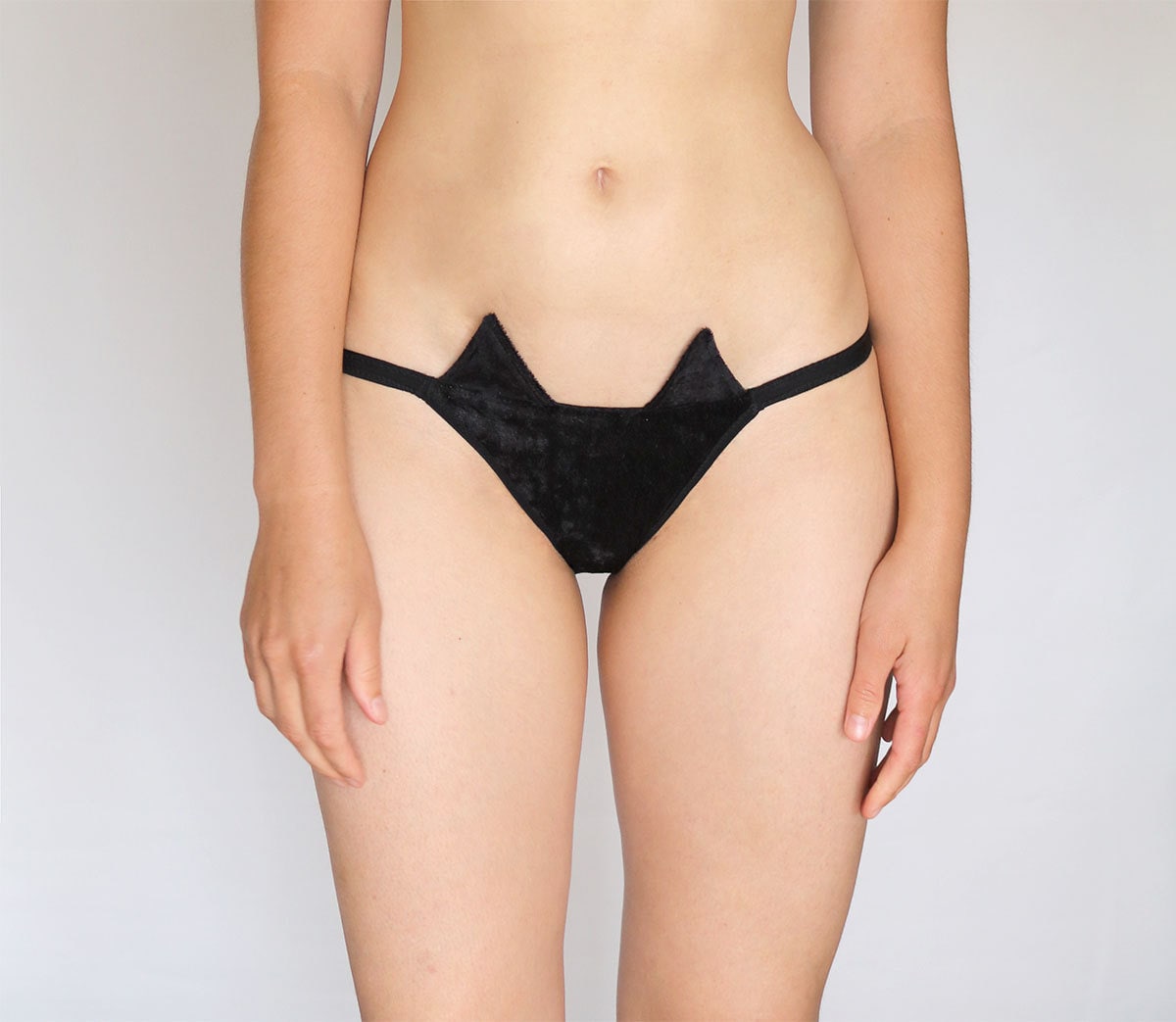 Kitty Panties. Black Velvet Panties. Sheer Back Panties. Cat Etsy