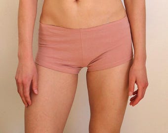 Organic Cotton Boyshorts Panties. Hypoallergenic Natural Womens Underwear Mauve Pink