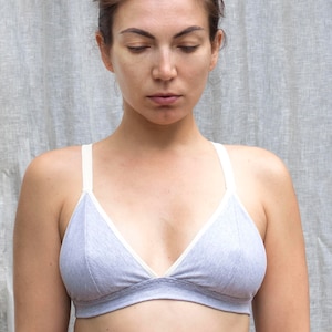 Organic Cotton Gray Bralette. Soft Wireless Bra. Comfortable Supportive Bralette. Natural Handmade Lingerie image 2