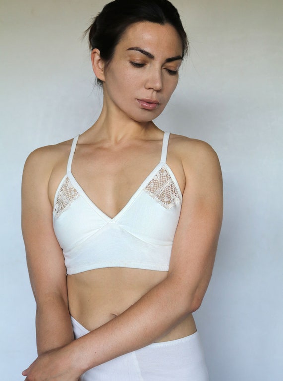 Pure Organic Cotton Bralette. 100% Organic Cotton. Comfortable Breathable  Bra. Sustainable Natural Handmade Lingerie 