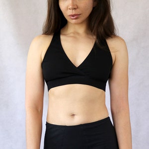 Black Organic Cotton Bralette.Custom Nursing Bra. Sustainable Natural Handmade Lingerie. Sleep bra.