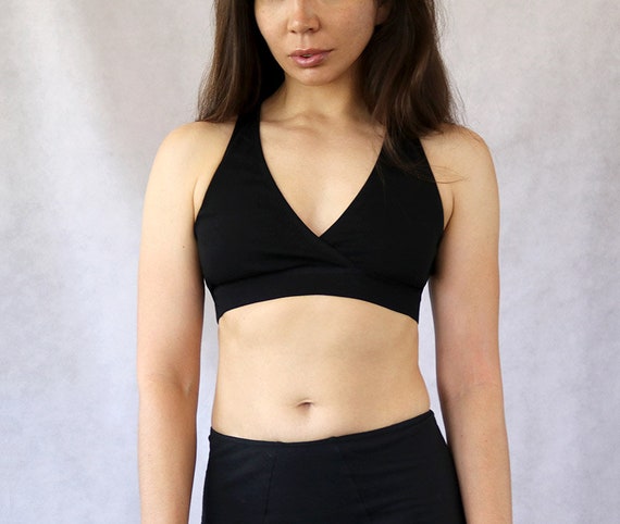 Black Organic Cotton Bralette.custom Nursing Bra. Sustainable Natural  Handmade Lingerie. Sleep Bra. 