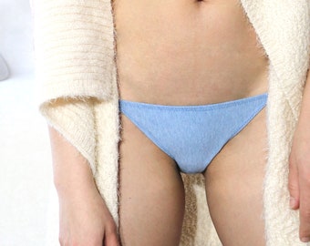 100%  Organic Cotton Panties. Bikini String Low Rise.  Sustainable Womens Underwear Lingerie