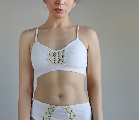 Pure Organic Cotton Bralette. 100% Organic Cotton. Comfortable Breathable  Bra. Sustainable Natural Handmade Lingerie -  Canada