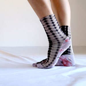 Tie Dye and Floral Modal Socks. Soft Feminine Homemade Ankle Socks. image 2