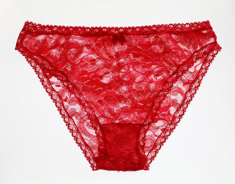 Sheer Lace Red Panties Red Lace Lingerie Soft And Delicate Etsy