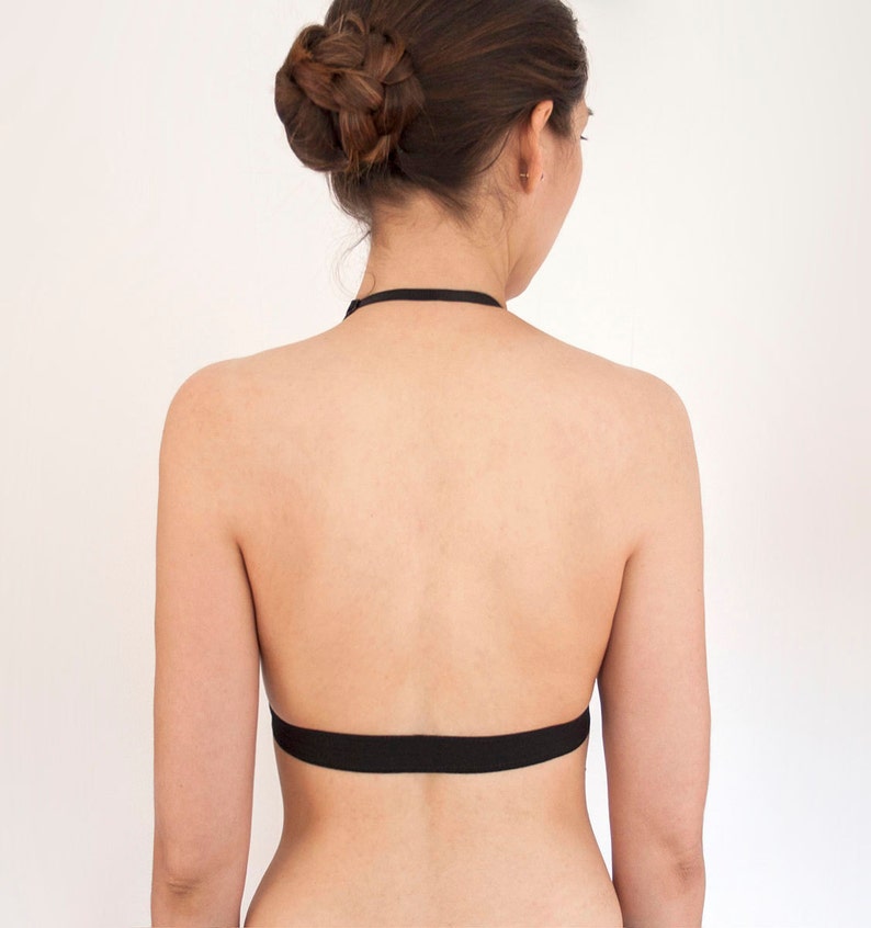 Halter Bralette. Black Backless Bra. Open Back Bra. Wireless Etsy